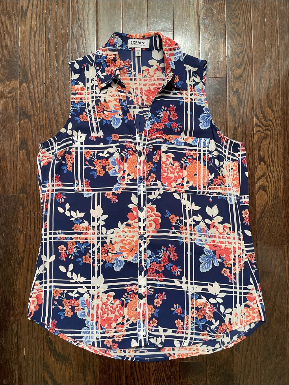 Express Navy Floral Sleeveless tank